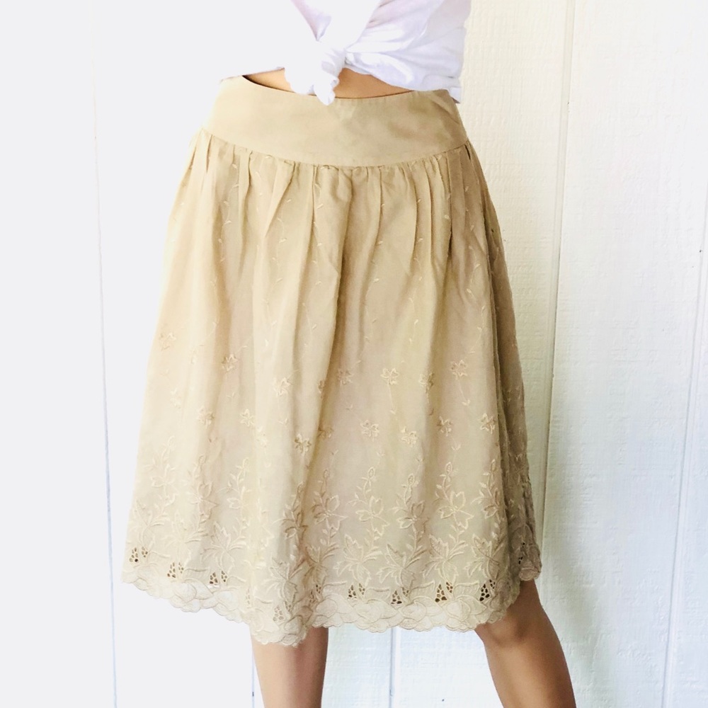 Cream Cotton Eyelet Skirt